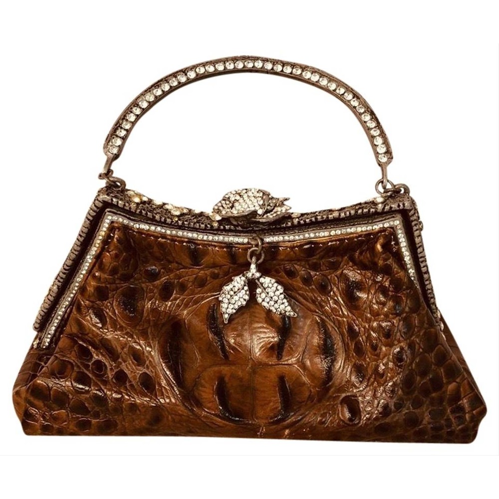 Besso Brown Croc Leather Handbag Evening Purse